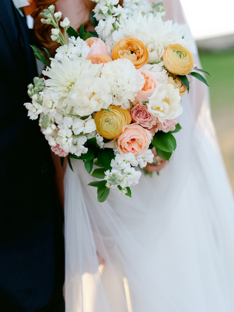 Bride and groom portraits in soft romantic light