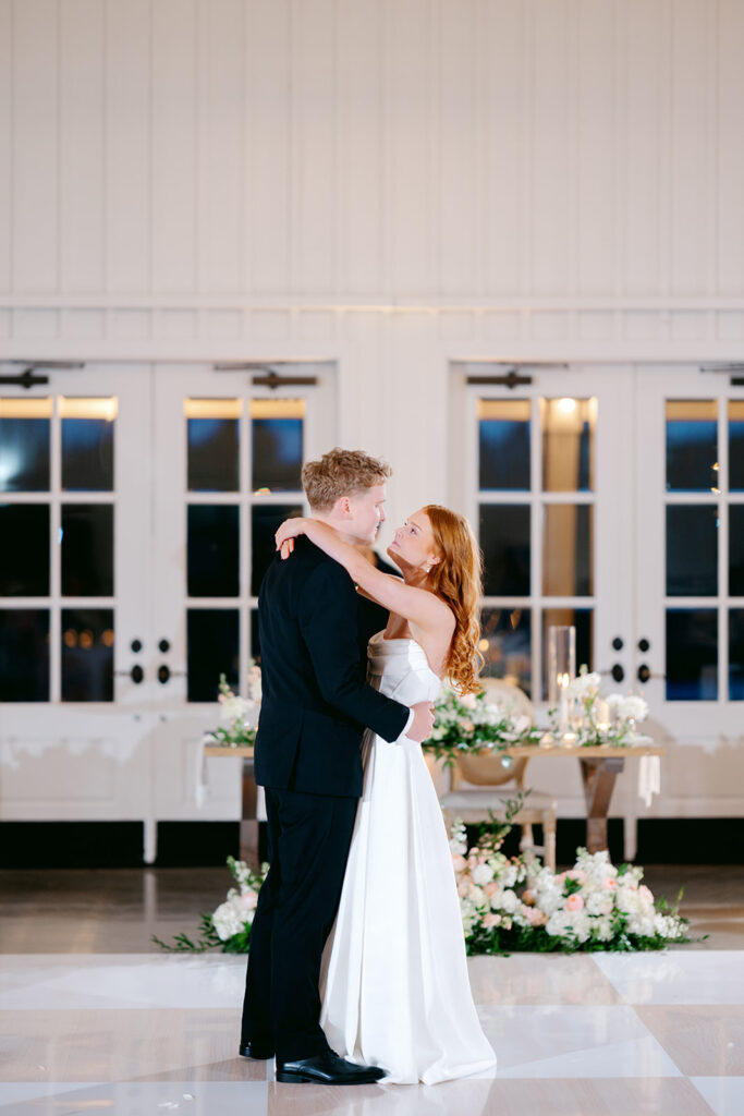 Texas farmhouse wedding reception with dancing