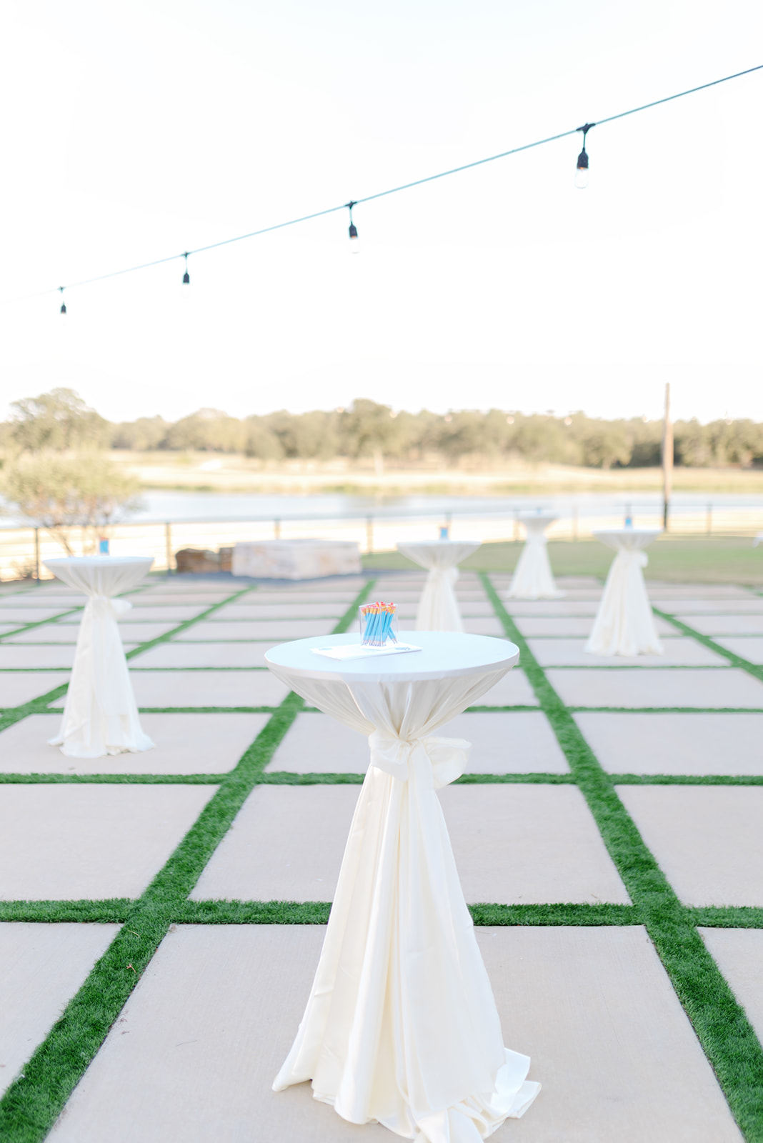 Cocktail hour decor for the Camp Hosea wedding reception