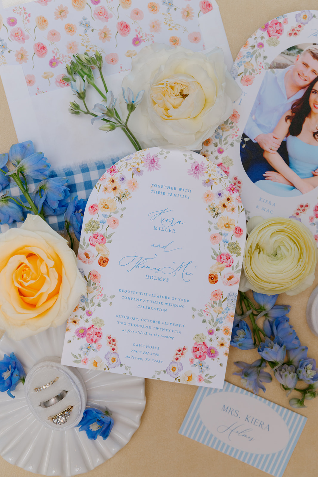 Colorful Camp Hosea wedding invitations