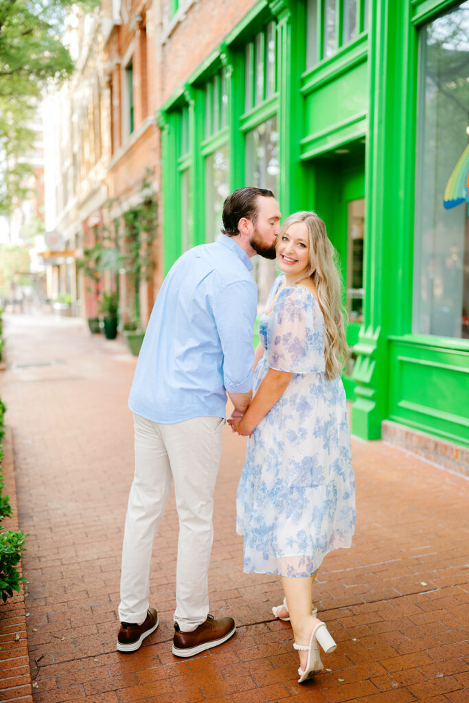 Engagement session with man and woman in College Station, TX