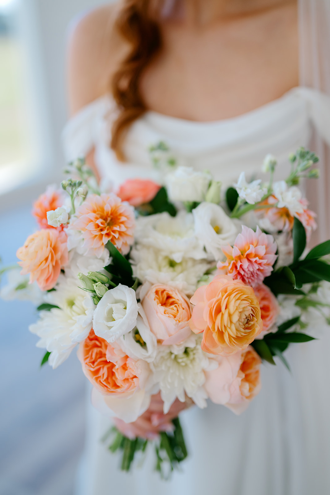 Close up of colorful wedding bouquet at Texas bridal portraits
