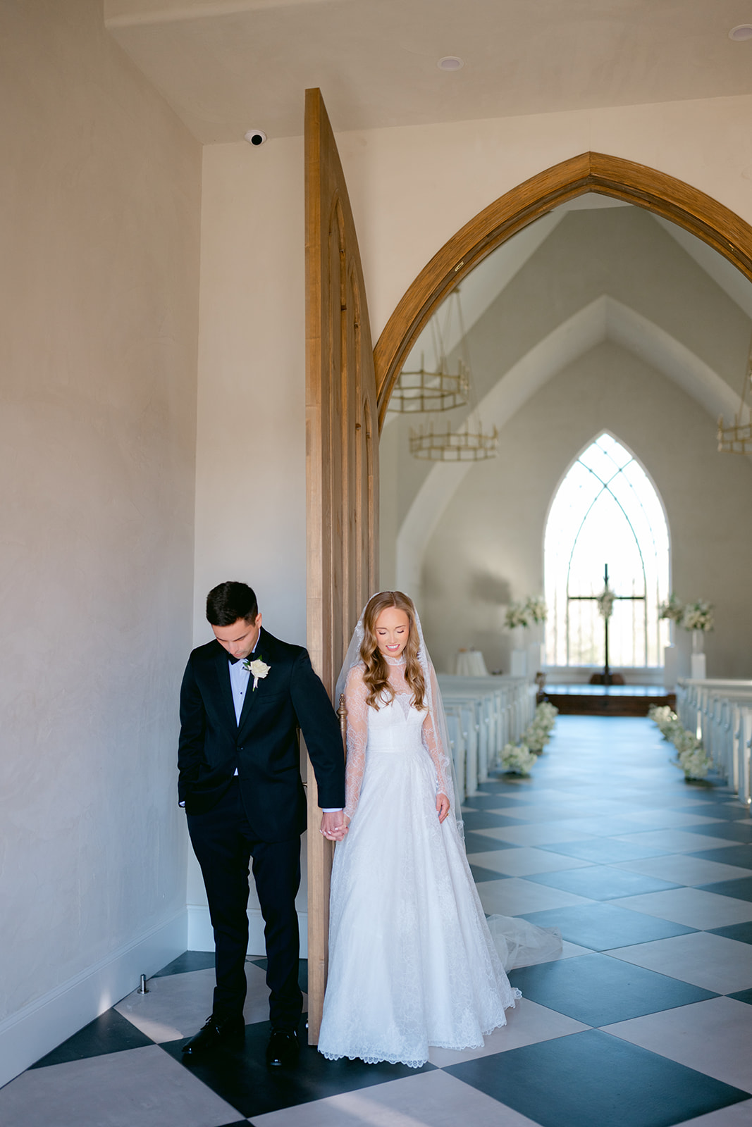 Bride and groom have first touch at the Weinberg