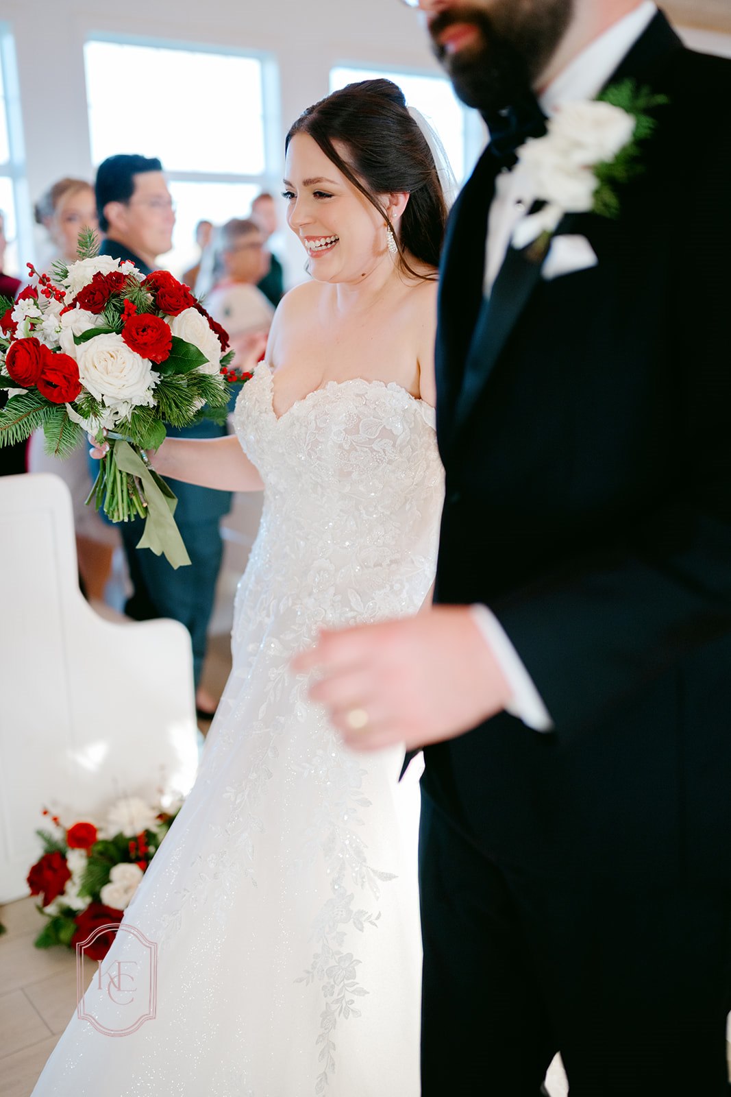 Bride and groom exit wedding ceremony