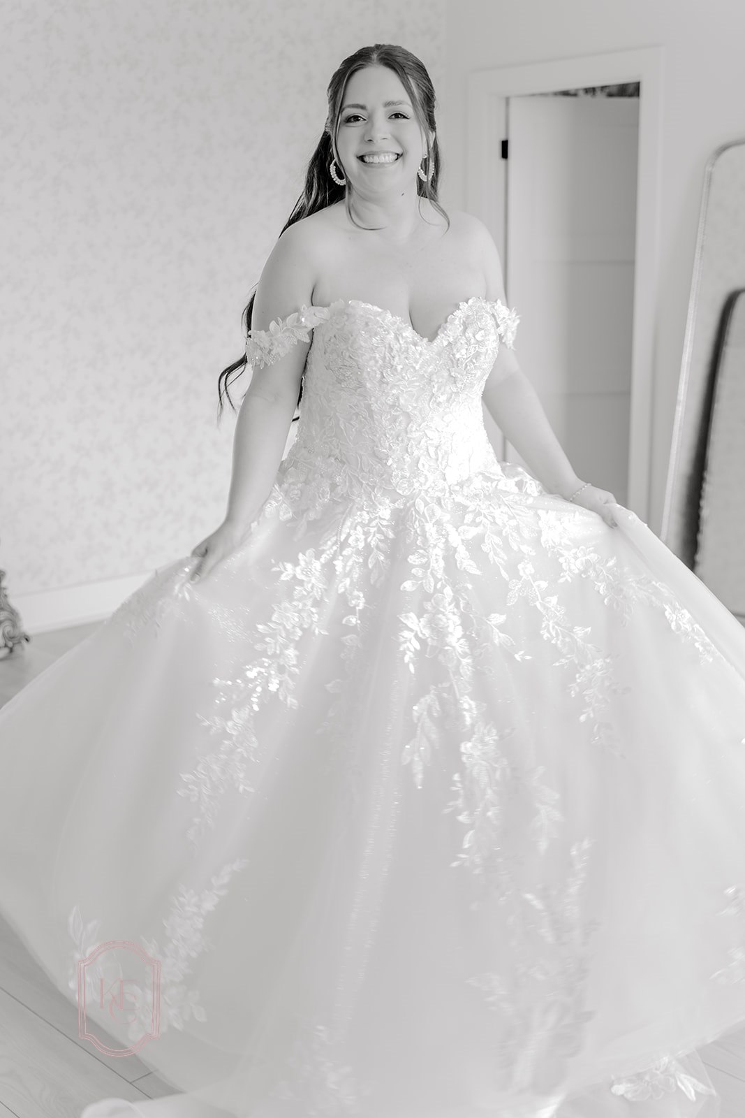 Bride spins in wedding dress during getting ready wedding photography coverage
