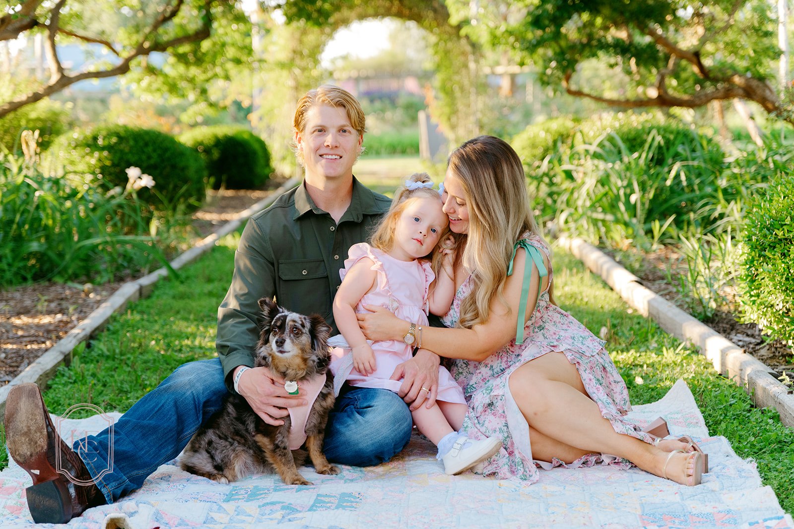 Family at their photoshoot at The Antique Rose Emporium