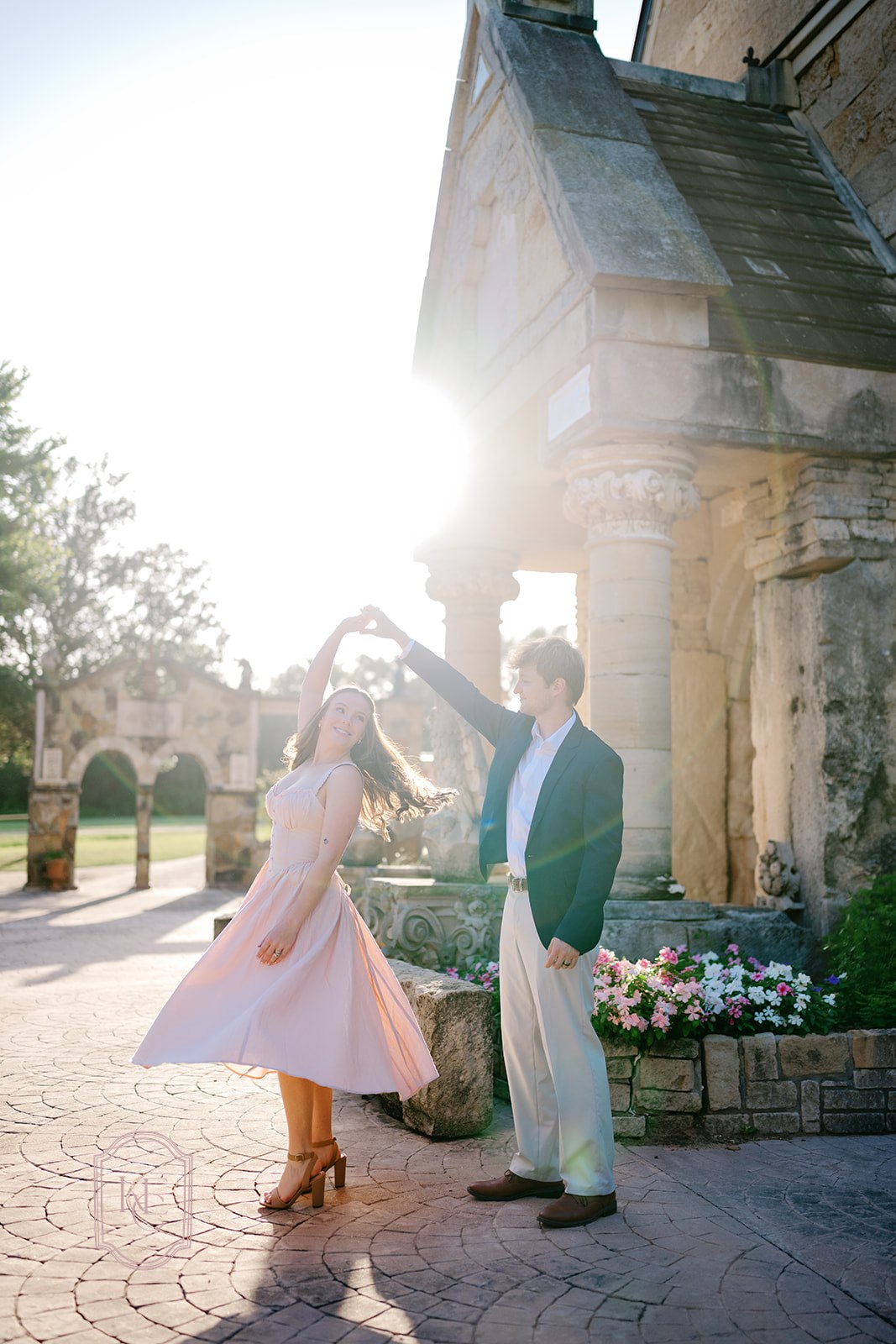 Couple dances together at the Festival Hill Institute photoshoot
