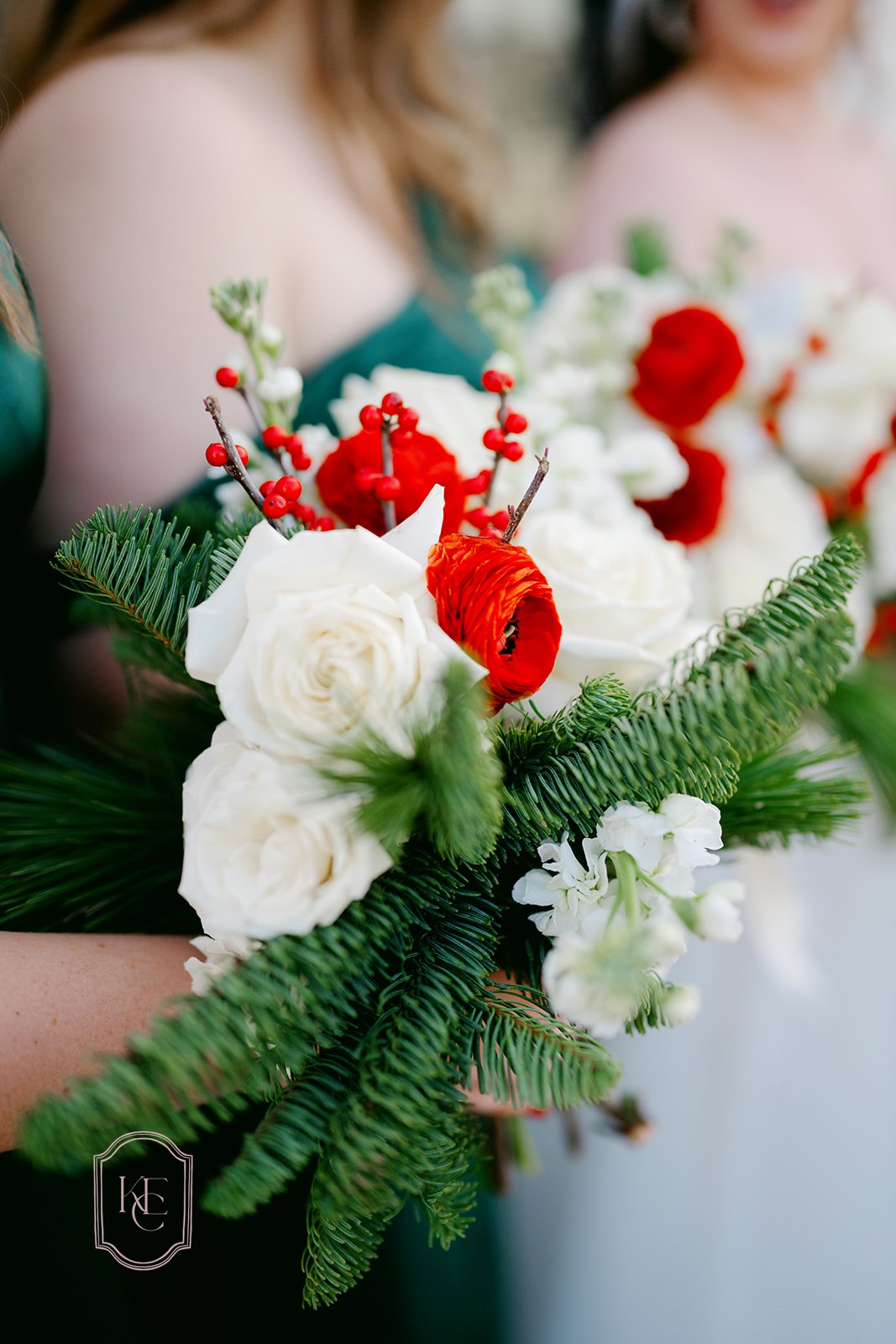 Christmas wedding bouquet made by College Station florist